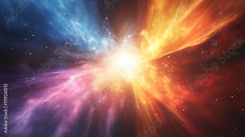 Obraz na płótnie Vibrant Galaxy with Colorful Waves. Abstract cosmic energy in space - generative ai. w salonie