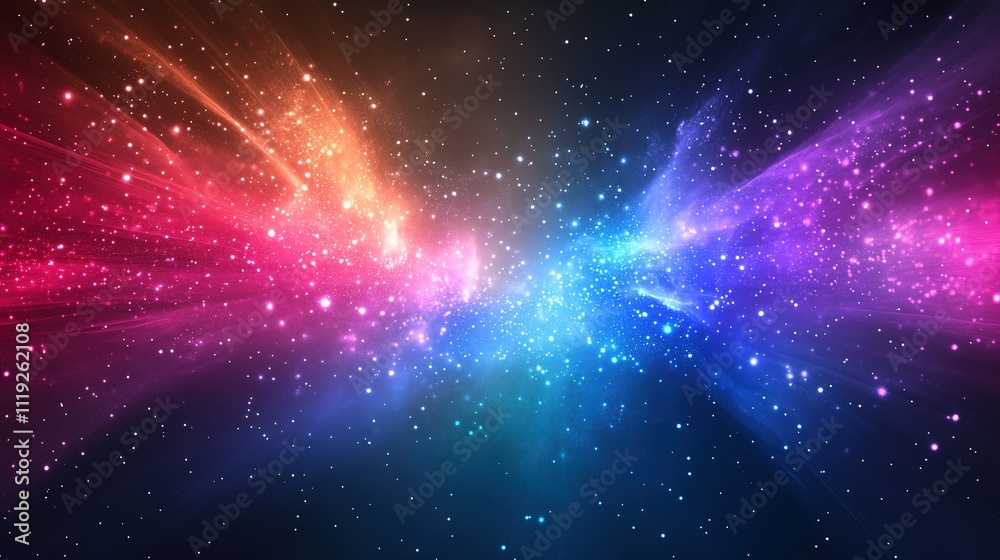 Obraz premium Vibrant Galaxy with Colorful Waves. Abstract cosmic energy in space - generative ai.