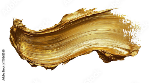  A Gold paint brush strokes isolated   on Transparent PNG format Background. 