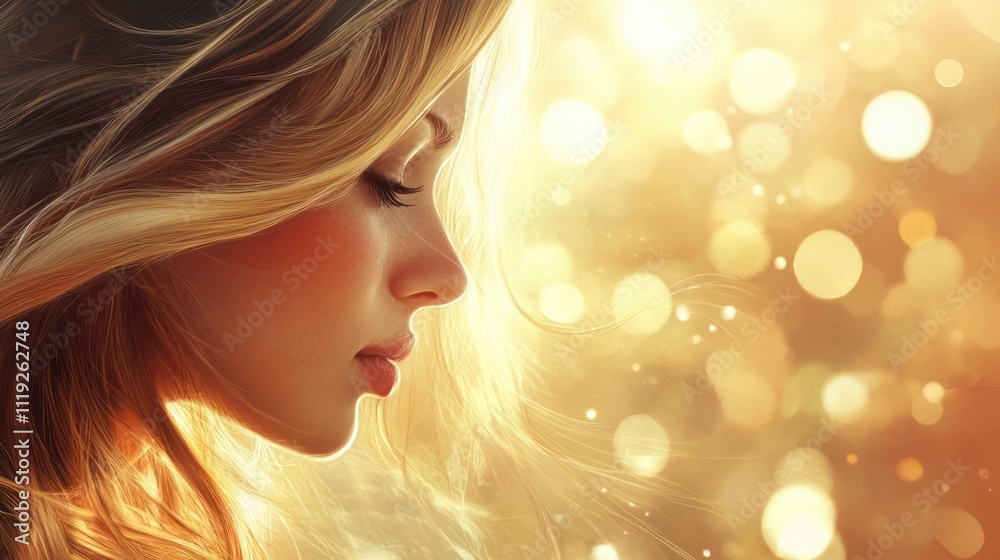 A close-up portrait of a woman with flawless skin and long flowing hair, soft bokeh background, A close-up portrait of a woman with flawless skin and long flowing hair, soft bokeh background,