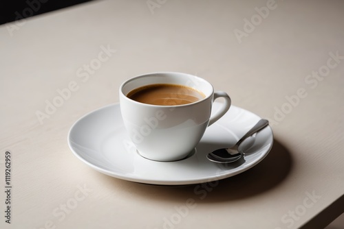 there is a cup of coffee on a saucer with a spoon