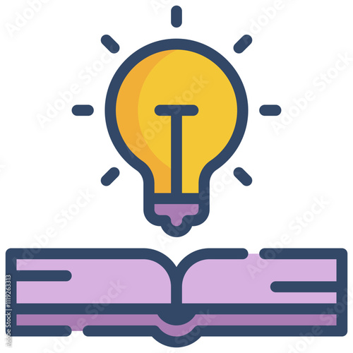 bulb education book idea filled outline icon