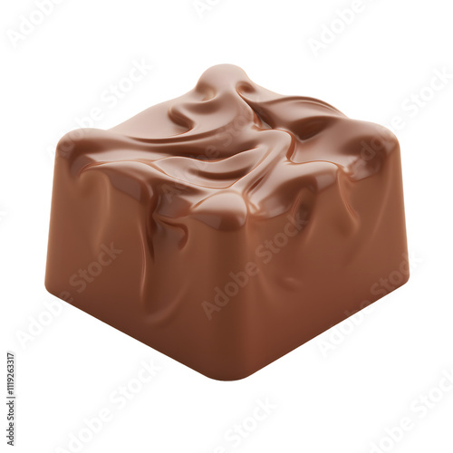 Isolated dark chocolate bar with praline on white background, a sweet and delicious treat