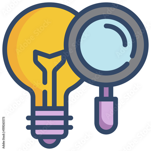 bulb search finding magnifying filled outline icon