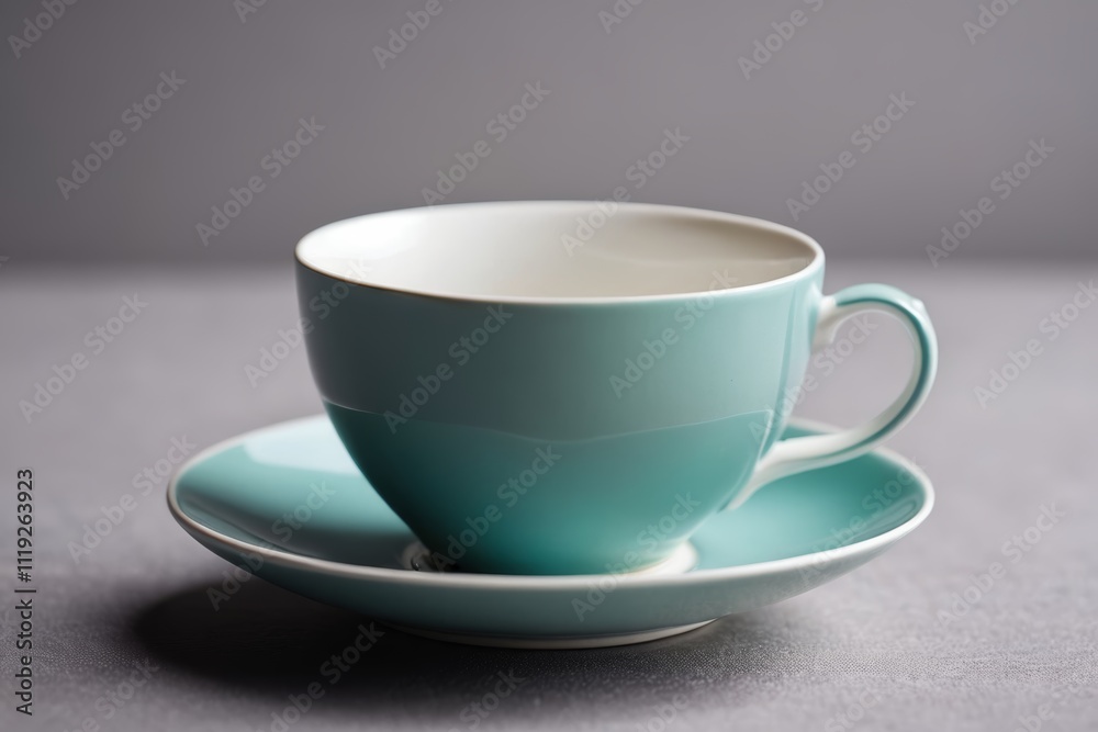 there is a cup and saucer on a table with a gray background there is a cup and saucer on a table with a gray background