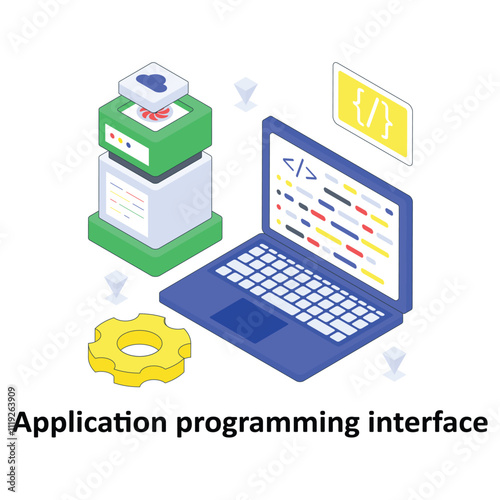 Application programming interface isometric Colored illustration. EPS File stock illustration