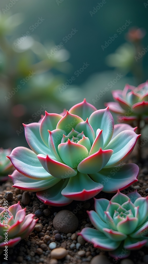 Background of beautiful Echeveria succulents
