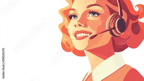 A cheerful woman wearing a headset, symbolizing customer service or communication.