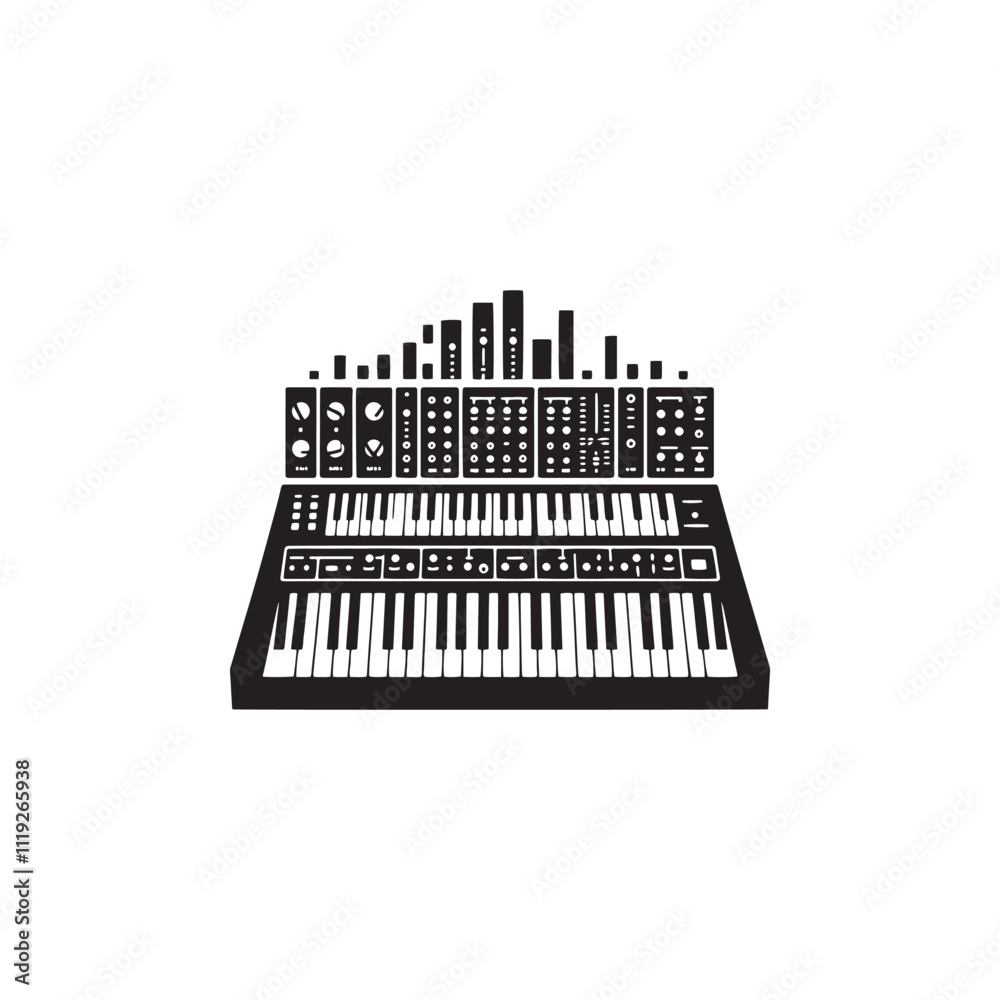 Synthesizer Silhouette - Minimalist Synthesizer Vector - Illustration of Synthesizer.