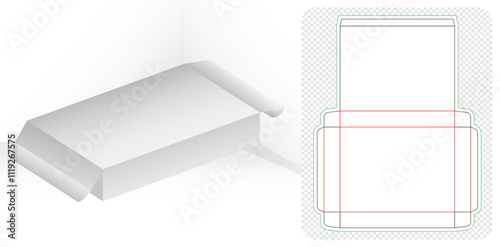 Box packaging die cut template designs 3d mock-up isolated white backgrounds for your product in the form foldable crease thickness for bakery shops, products compartments unique designs minimalist