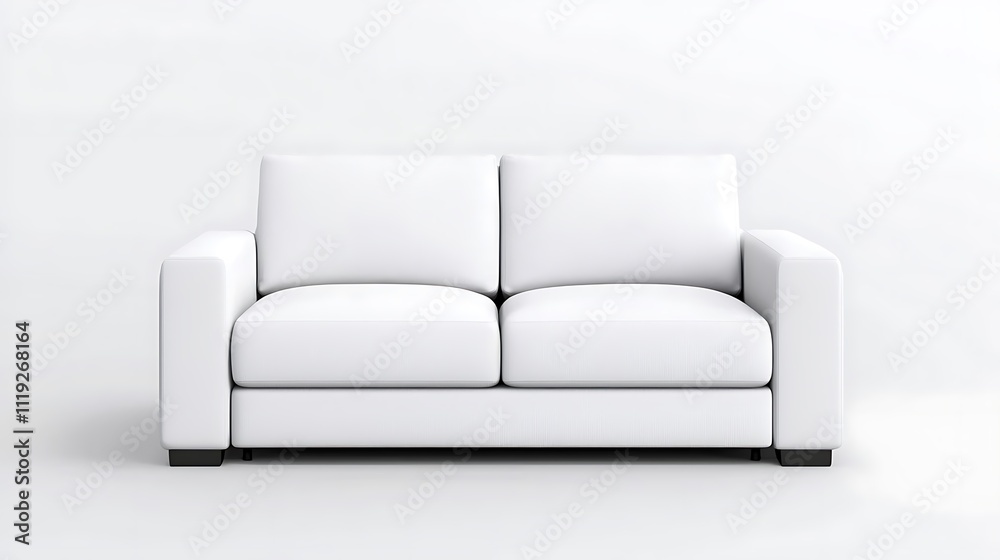 Fototapeta premium Modern White Sofa Minimalist Home Decor Clean Design Comfortable Furniture