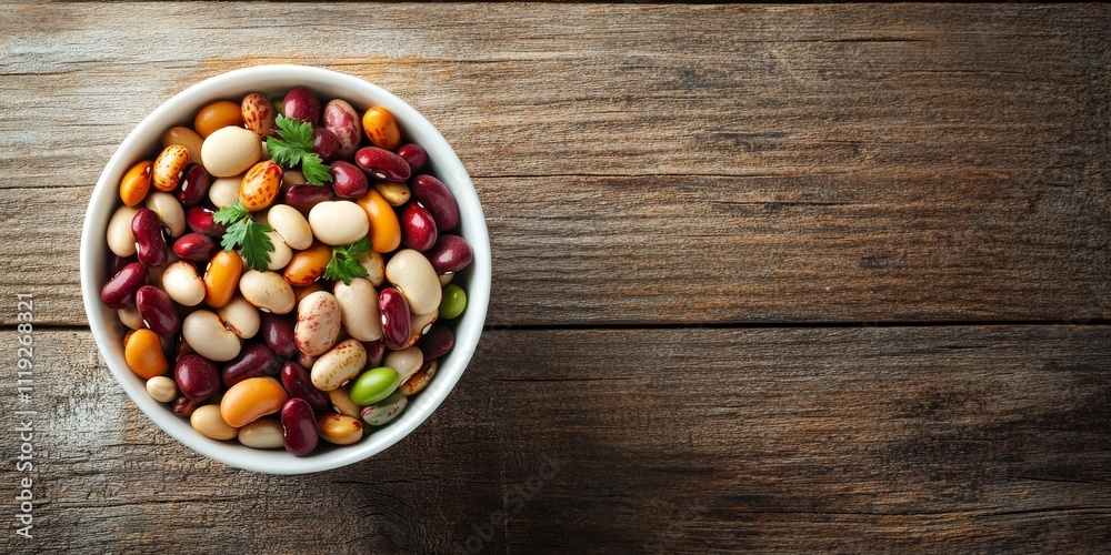 Nutrition concept featuring healthy beans displayed in a round white bowl against a wooden backdrop. This nutrition concept highlights the benefits of healthy beans for diet, detox, and clean eating. Nutrition concept featuring healthy beans displayed in a round white bowl against a wooden backdrop. This nutrition concept highlights the benefits of healthy beans for diet, detox, and clean eating.