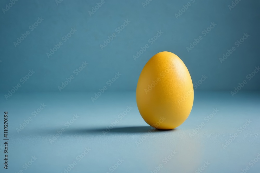 there is a yellow egg sitting on a blue surface there is a yellow egg sitting on a blue surface