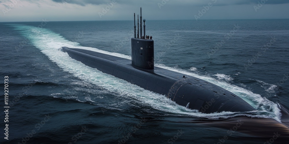 Fototapeta premium Atomic submarine 941 project showcases advanced technology in submarine design. Experience the innovative features of the atomic submarine that redefine naval capabilities.
