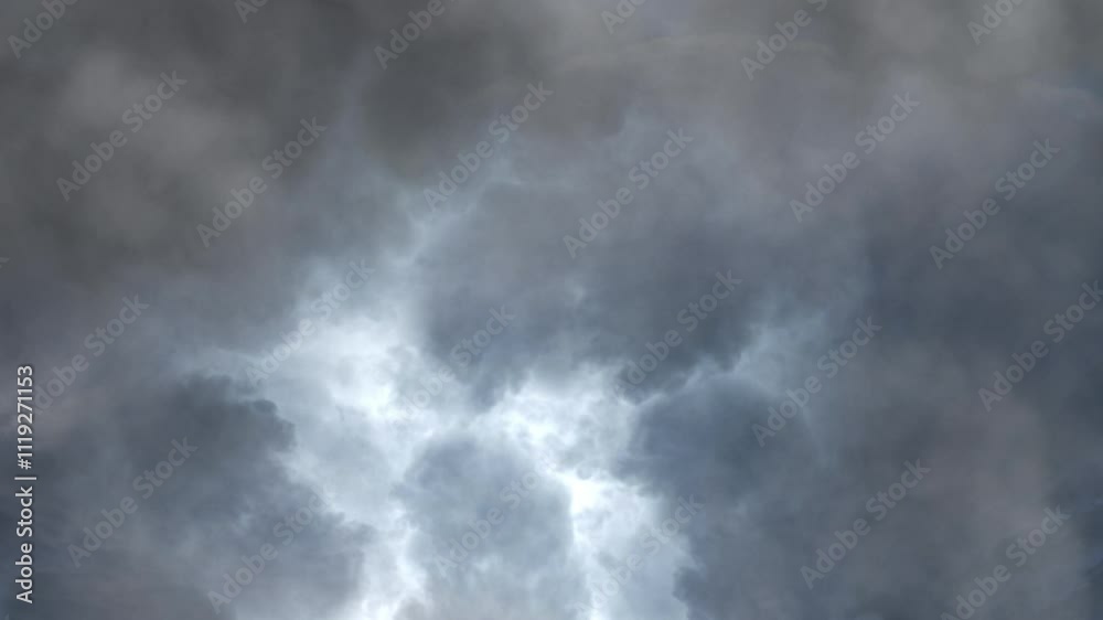 Dark Storm Clouds and Cloudscape with lightning bolts