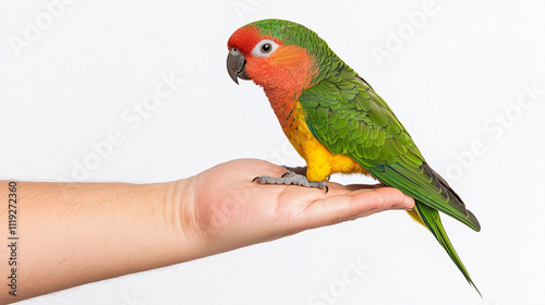Sun Conure Parrot on Hand
