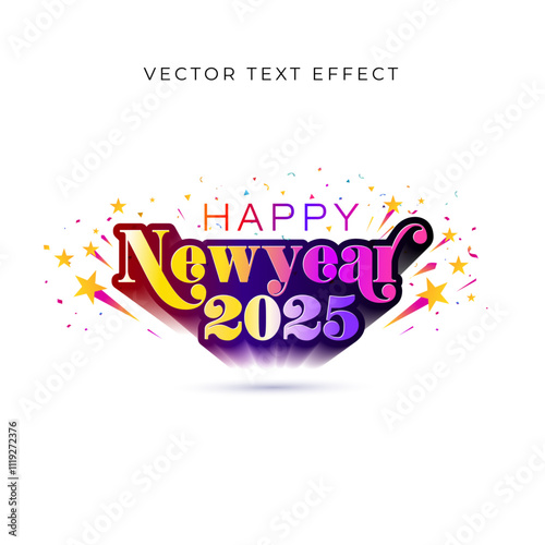 Happy Newyear 2025. Colorful 3d logo and celebration concept.