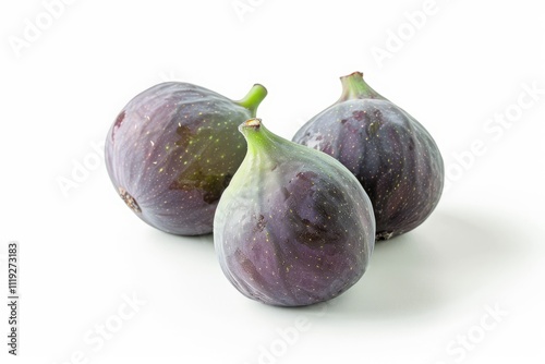 Three Ripe Figs Isolated on a White Background.