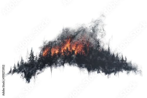 Forest Fire: A Dramatic Charcoal Sketch  photo