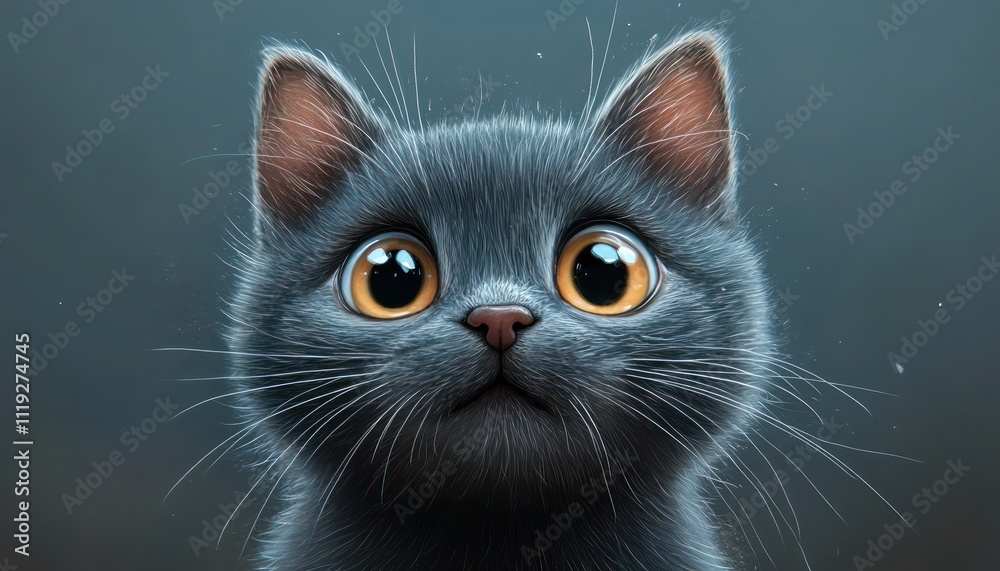 Artistic illustration of a cat in a serene and detailed setting Artistic illustration of a cat in a serene and detailed setting