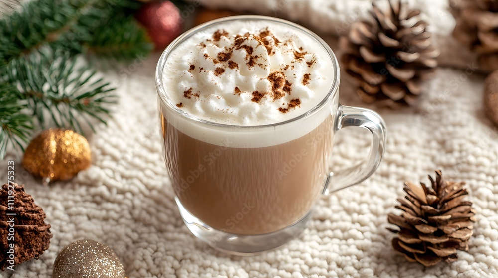 Warm Spiced Latte With Whipped Cream Cozy Winter Drink