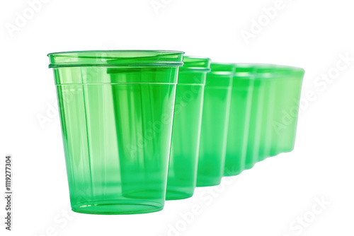 Disposable plastic cups for events, practical and cost-effective,isolated on transparent and white background.PNG image photo