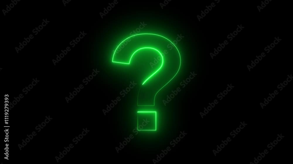 ? icon animation by green color neon on black background.