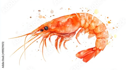 Wallpaper Mural Cute Orange Shrimp Illustration on White Background, Perfect for Food or Seafood Related Designs Generative AI Torontodigital.ca