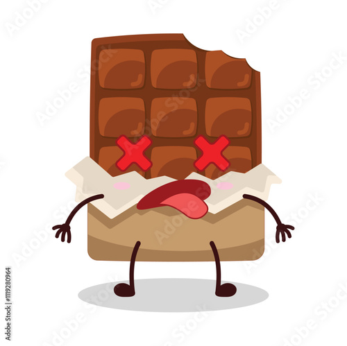 cute fainted expression of sweet potato cartoon character