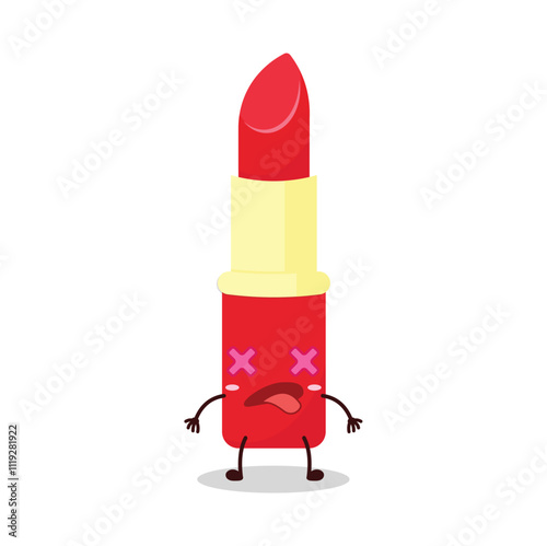 cute fainted expression of lipstick cartoon character