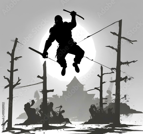 Illustration of ninja warrior. photo