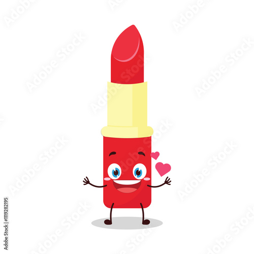 cute fall in love expression of lipstick cartoon character