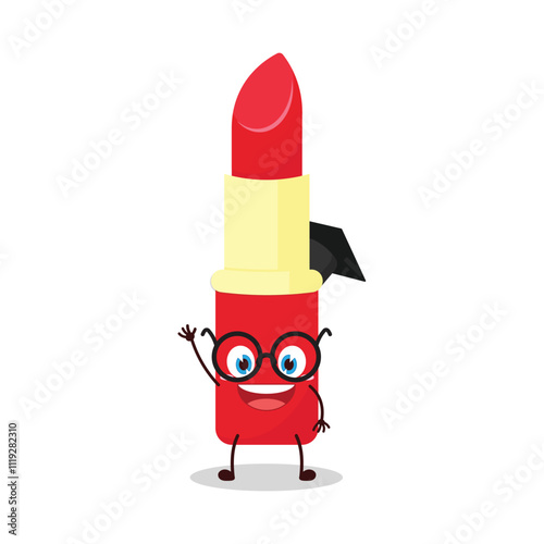 cute graduation college student expression of lipstick cartoon character