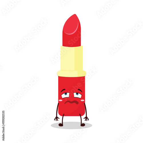 cute bored expression of lipstick cartoon character