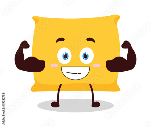 cute masculine healthy athlete expression of pillow cartoon character