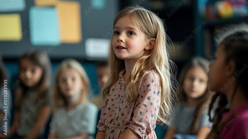 little girl in class room little girl in class room