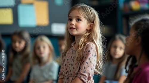 little girl in class room