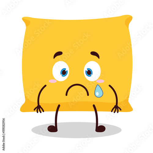 cute nervous expression of pillow cartoon character