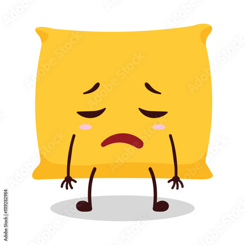 cute tired expression of pillow cartoon character