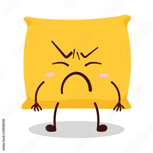 cute annoyed expression of pillow cartoon character
