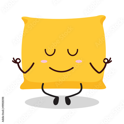 cute yoga expression of pillow cartoon character