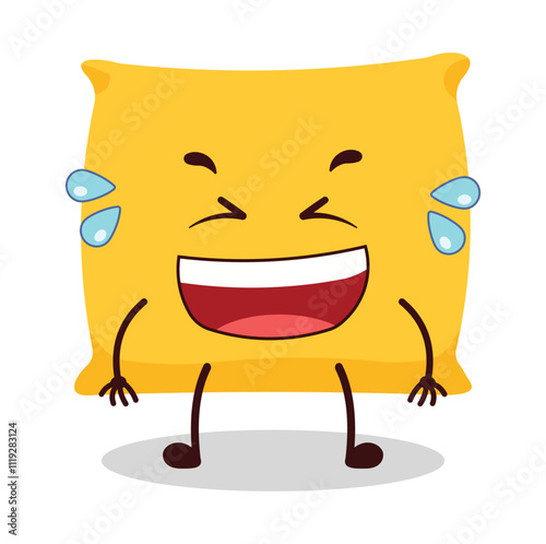 cute laugh out loud expression of pillow cartoon character