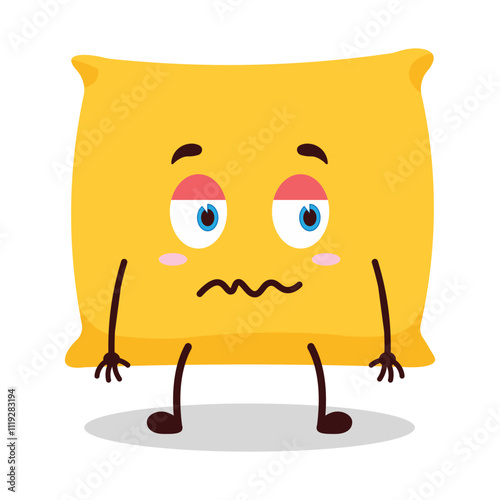 cute grumpy expression of pillow cartoon character