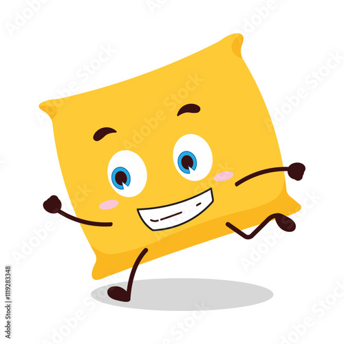 cute rush running expression of pillow cartoon character
