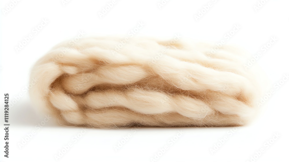 Soft, textured wool roving on a white isolated background. Soft, textured wool roving on a white isolated background.