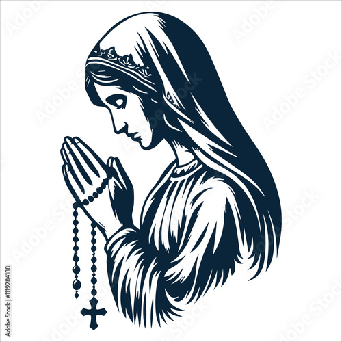 Virgin Mary with a Rosary Vector