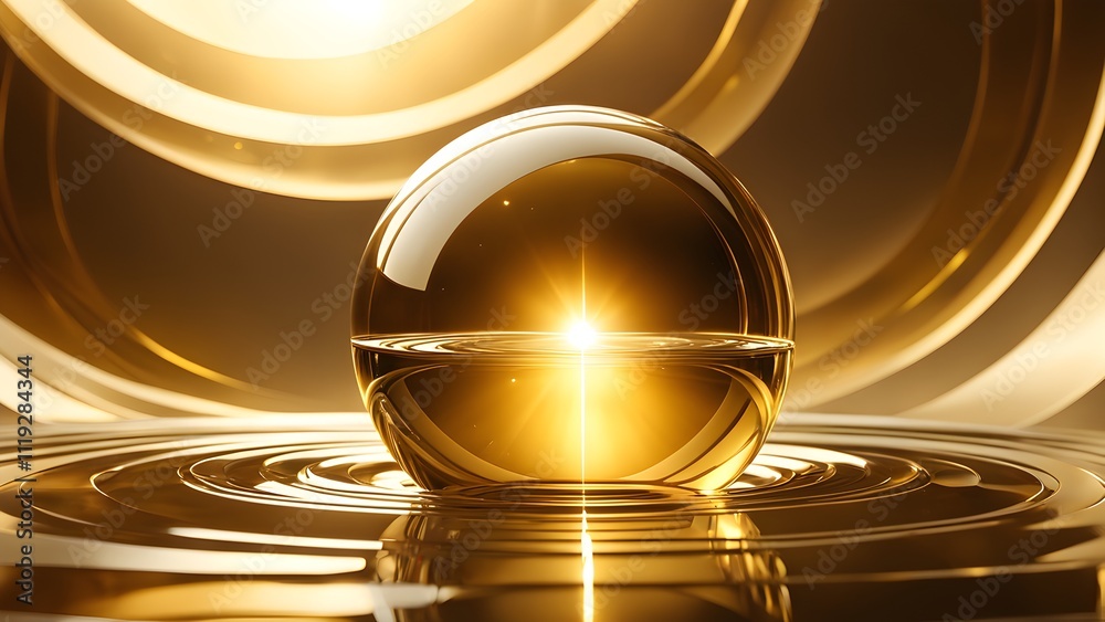 The shining sphere symbolizes goals and hopes, and the light and energy spreading around it represents the process of a dream expanding into reality.