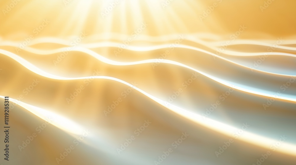 Obraz premium Soft golden waves under warm sunlight create a serene atmosphere at the beach during sunset hours