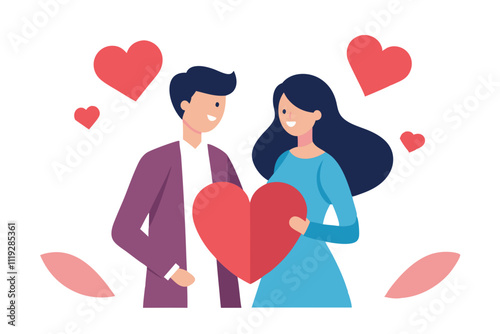 Romantic Couples Valentine's Day Illustration.