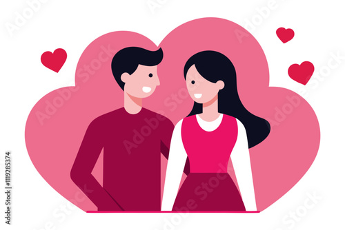 Romantic Couples Valentine's Day Illustration.